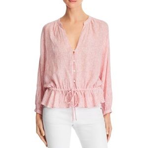 Rails Marti striped v-neck long sleeve drawstring blouse
